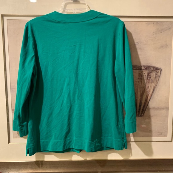 Lafayette 148 New York green/ teal  Button-Up Top - Picture 2 of 7